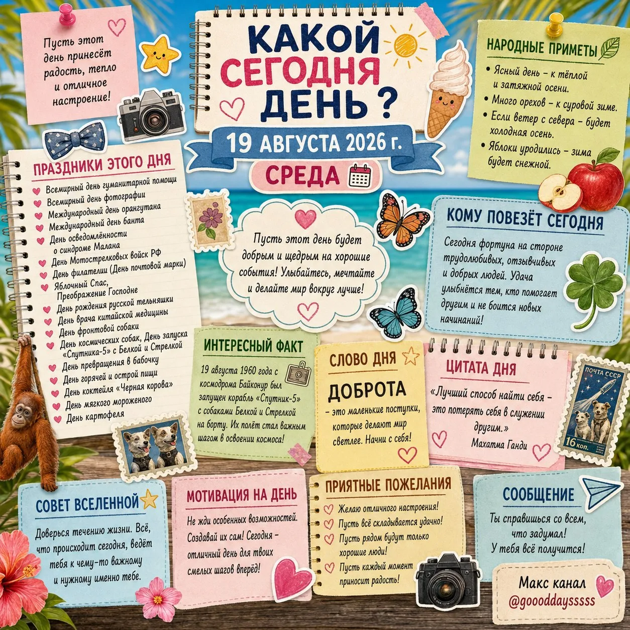 🗓️ Среда, 19 августа 2026 года