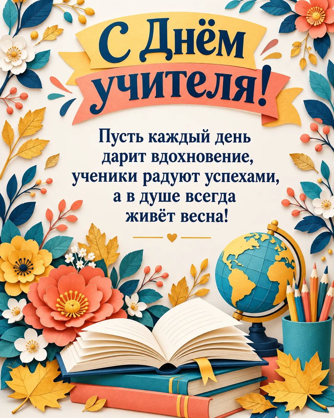 💐 С Днём учителя! Спасибо за терпение, поддержку и веру в своих учеников.