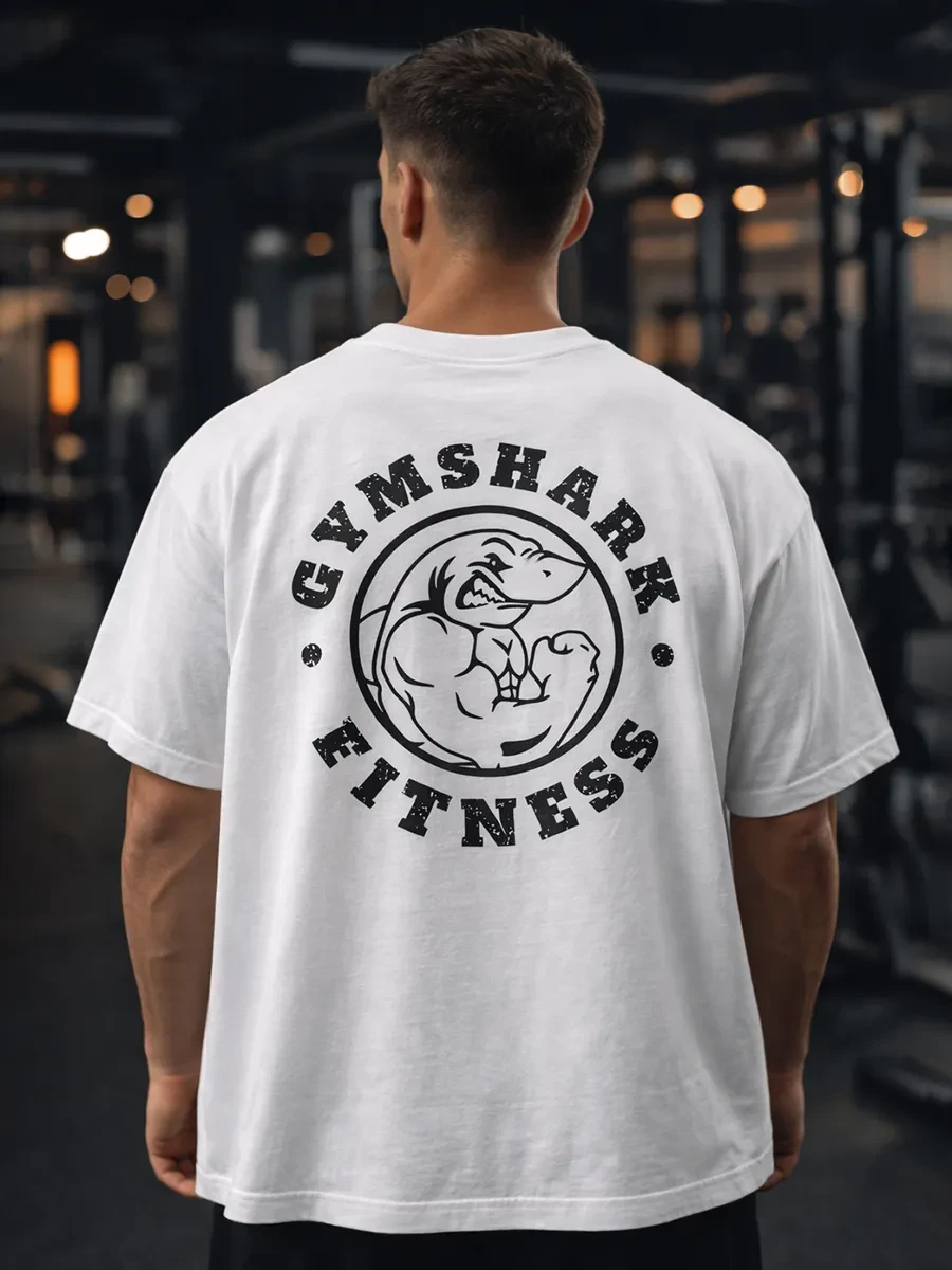 ⚡️ Плотная футболка оверсайз белая с принтом GYMSHARK FITNES, ChupChi