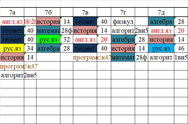 Расписание на пятницу