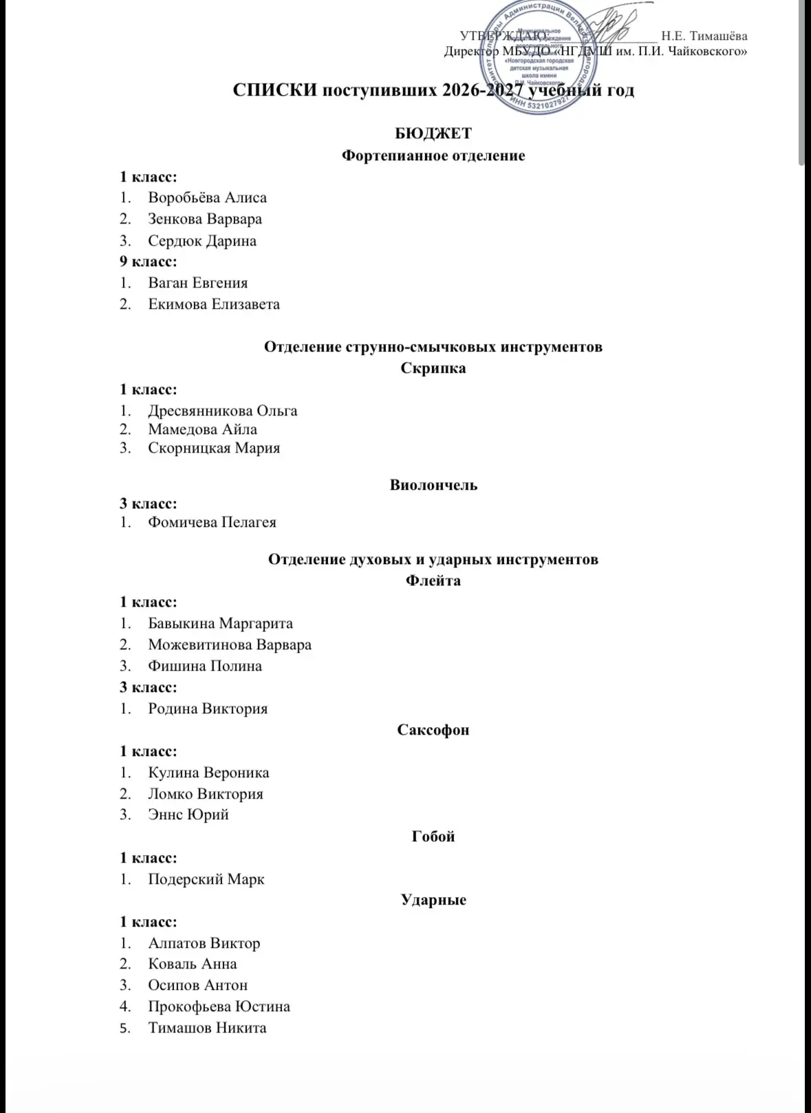 ‼️Списки поступивших 2026-2027 учебный год ‼️