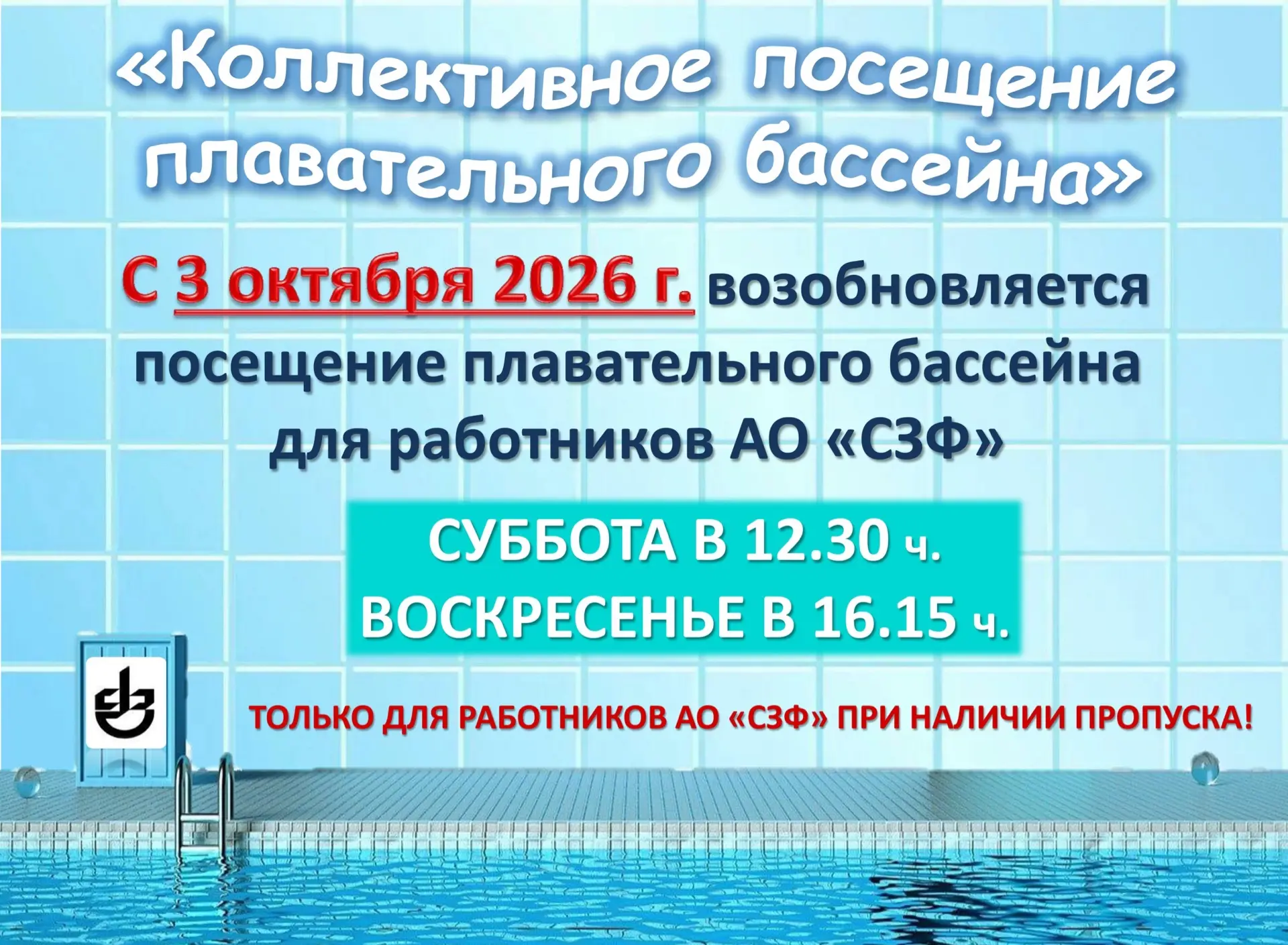 ПОСЕЩЕНИЕ ПЛАВАТЕЛЬНОГО БАССЕЙНА