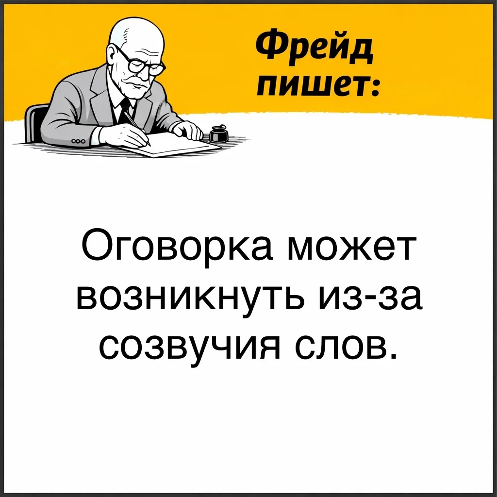 Фрейд отмечал, что оговорки и ошибки в речи могут запускаться не только смыслом, но и звучанием слов