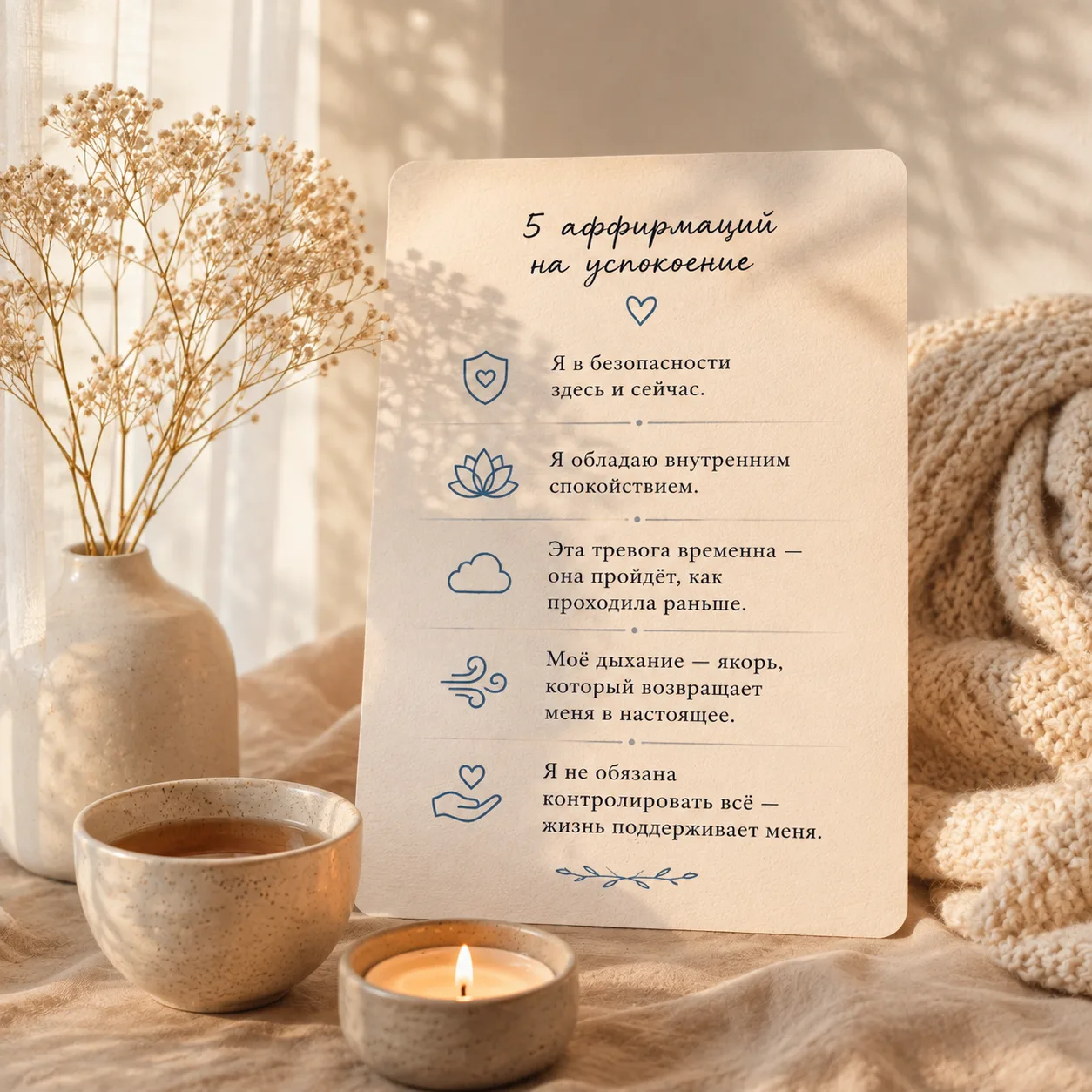 💙 5 аффирмаций на успокоение