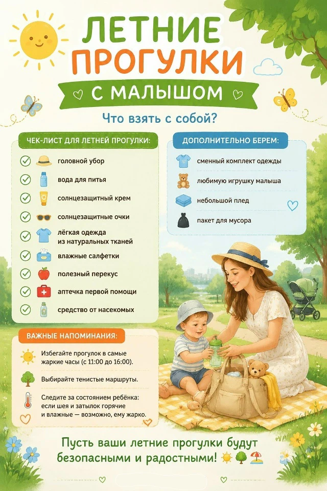 ☀ Что взять на летнюю прогулку с ребёнком в жару?

Летние дни — это время игр, открытий и ярких впеч