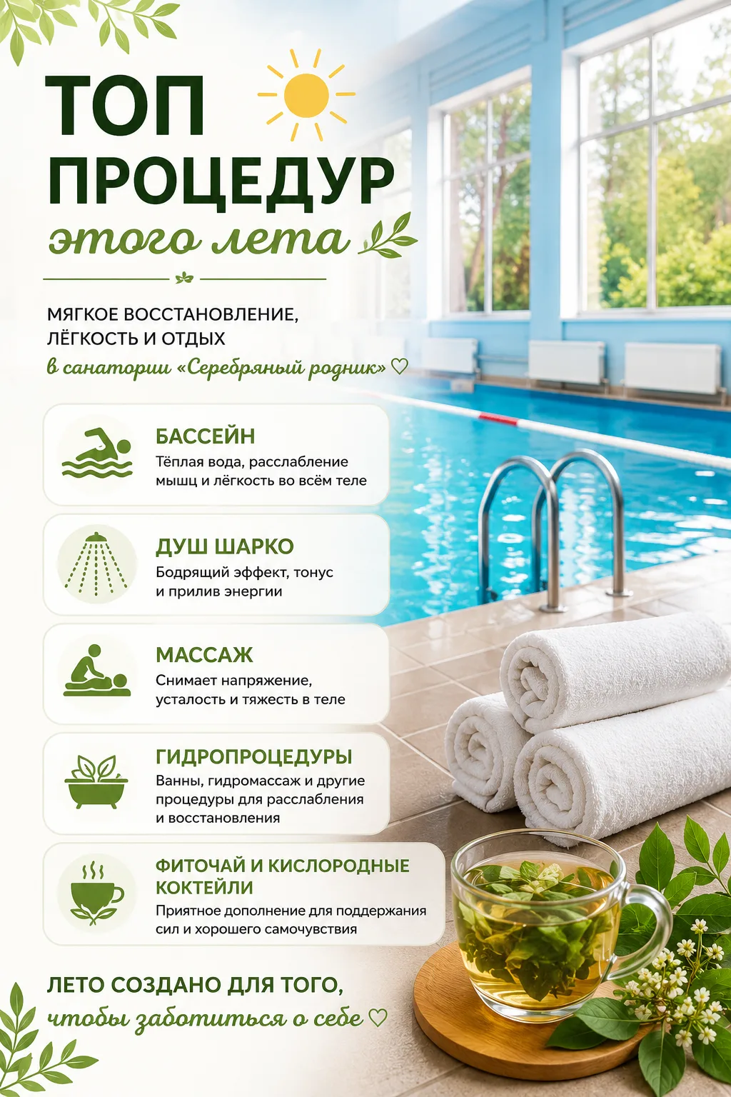 Какие процедуры гости чаще всего выбирают летом? 🌿
Летом хочется не перегружать организм, а восстан