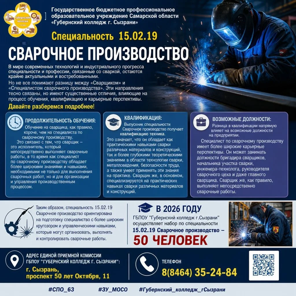 📍 Адрес единой приемной комиссии ГБПОУ "Губернский колледж г.Сызрани": г. Сызрань, проспект 50 лет 