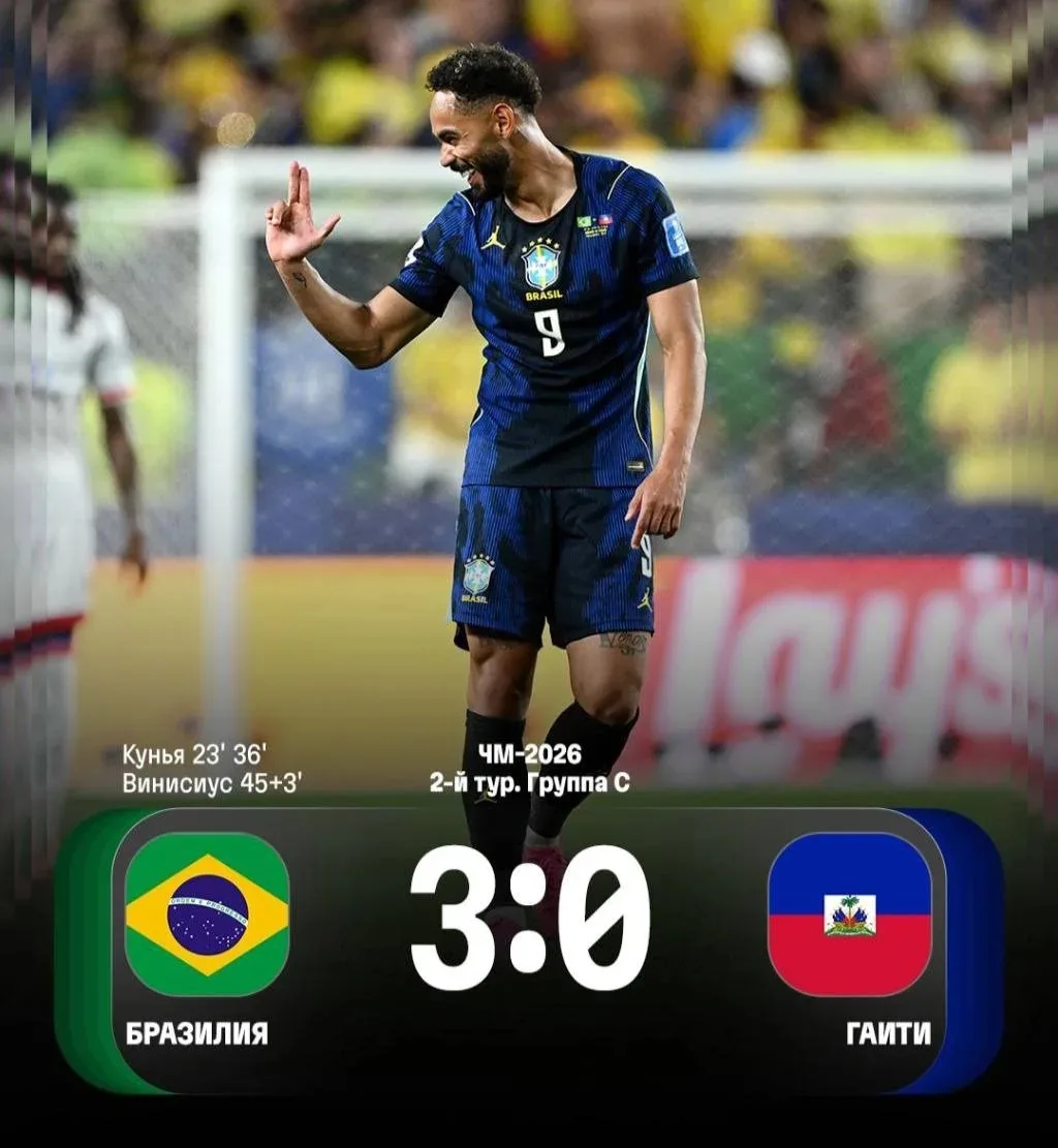 🇧🇷🇭🇹 Бразилия 3-0 Гаити

Рафинья был заменён на 40' минуте из-за травмы

❗️ Заявление сборной Бр