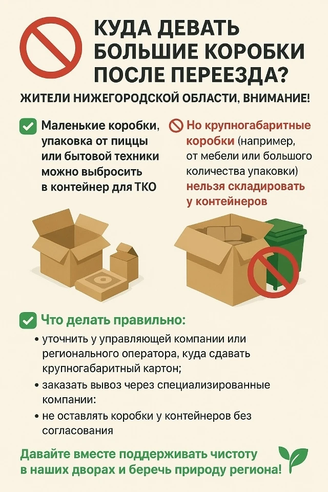 Крупные коробки и крупногабаритные отходы: правила и польза Жителям Нижегородской облас...