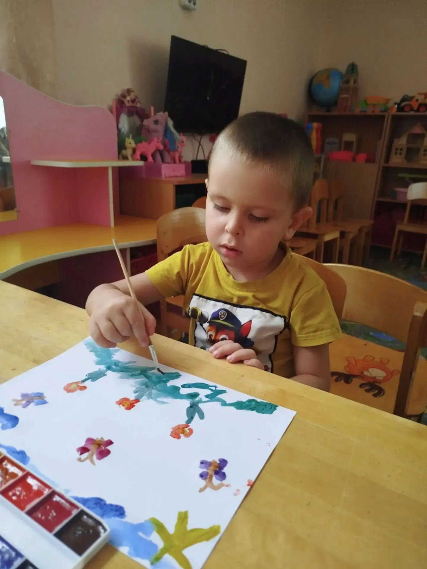 Рисование в группе "Ягодка" на тему: "Картинка про лето".