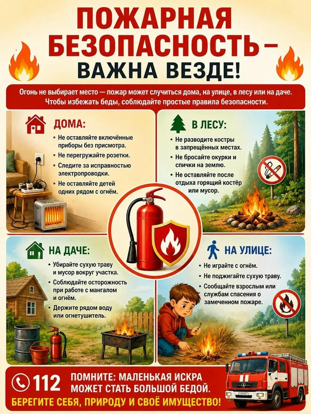 🔥 Пожарная безопасность — важна везде! 🔥