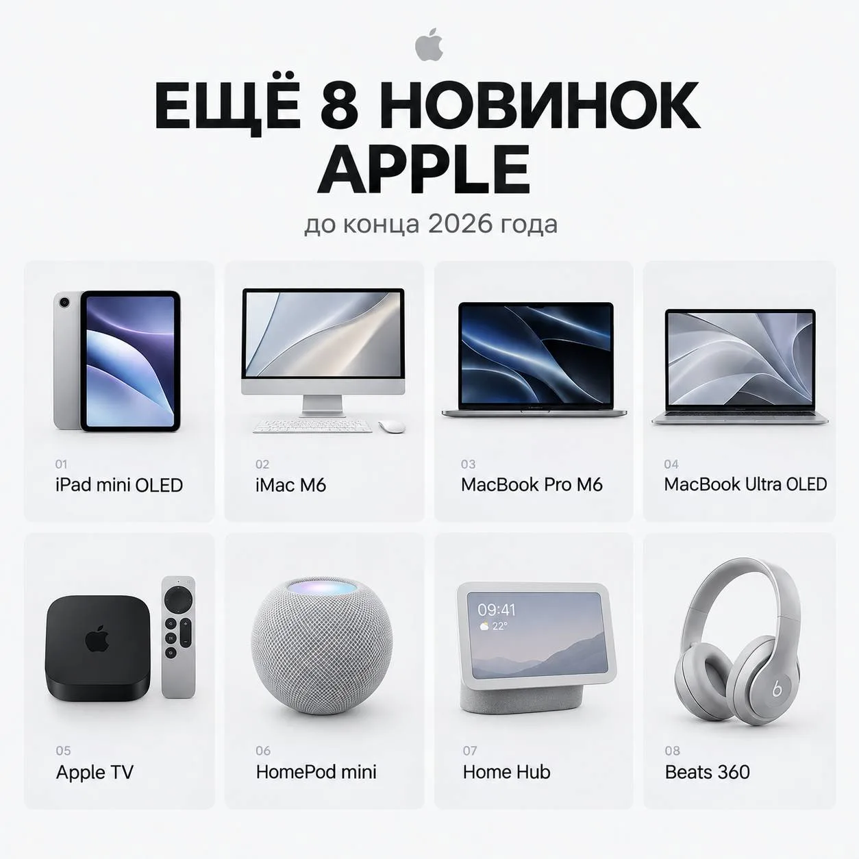 ⚡️ Apple готовит ещё 8 новинок до конца года