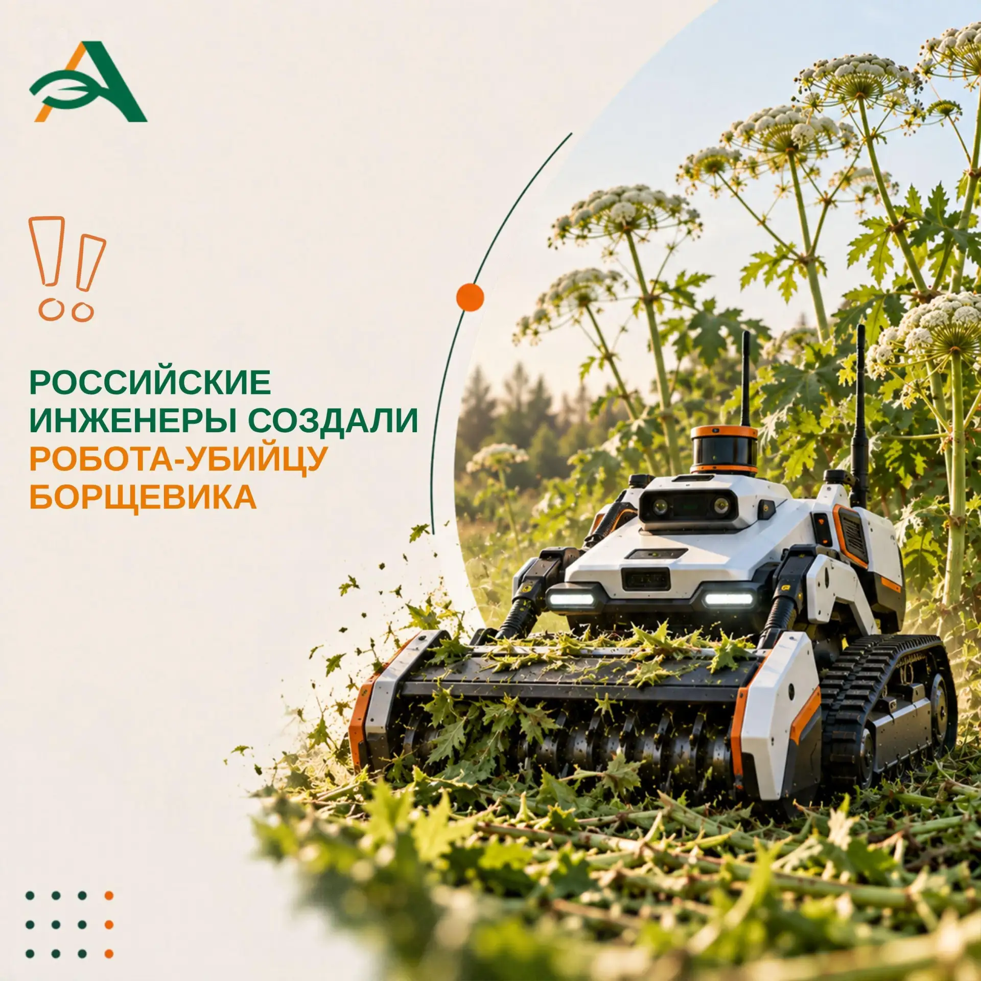 🤖В России испытали роботизированный комплекс для борьбы с борщевиком
