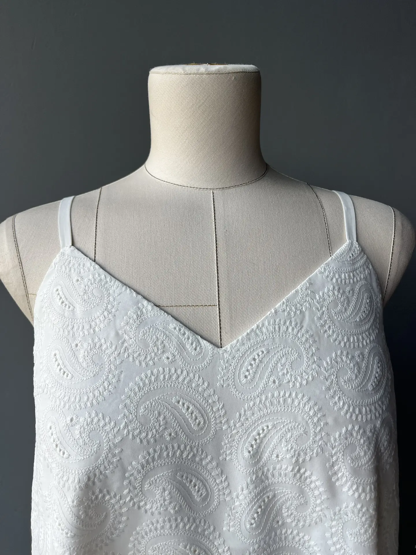 Хлопковый сарафан из шитья в бельевом стиле

Хлопок, который дышит. 
Шитье, которое добавляет лёгкой