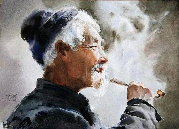 Курящий старик, 2014
Guan Weixing (род. 1949)
Частная коллекция

Один из самых знаменитых современны