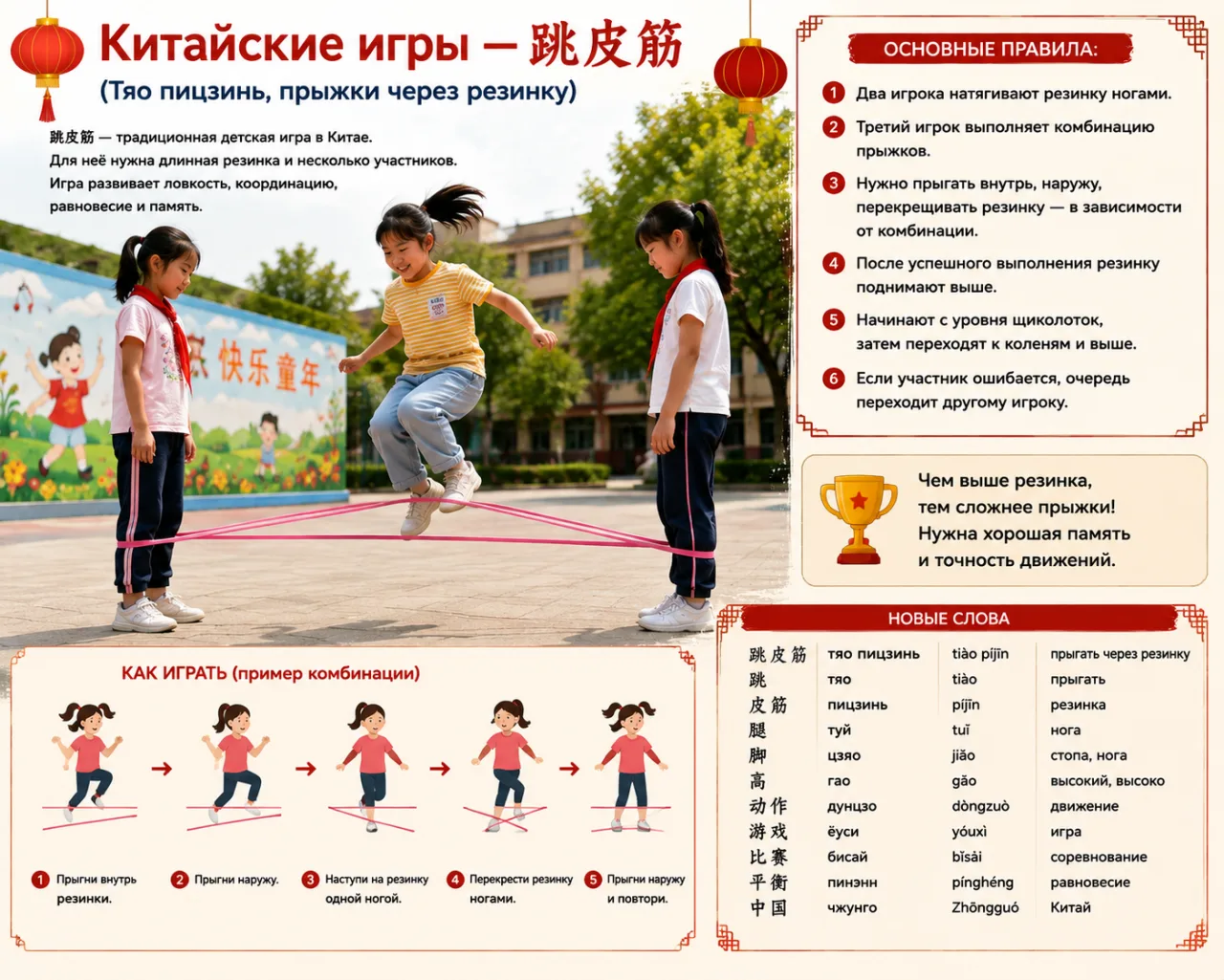 跳皮筋 — традиционная детская игра, которая была особенно популярна в Китае во второй поло...