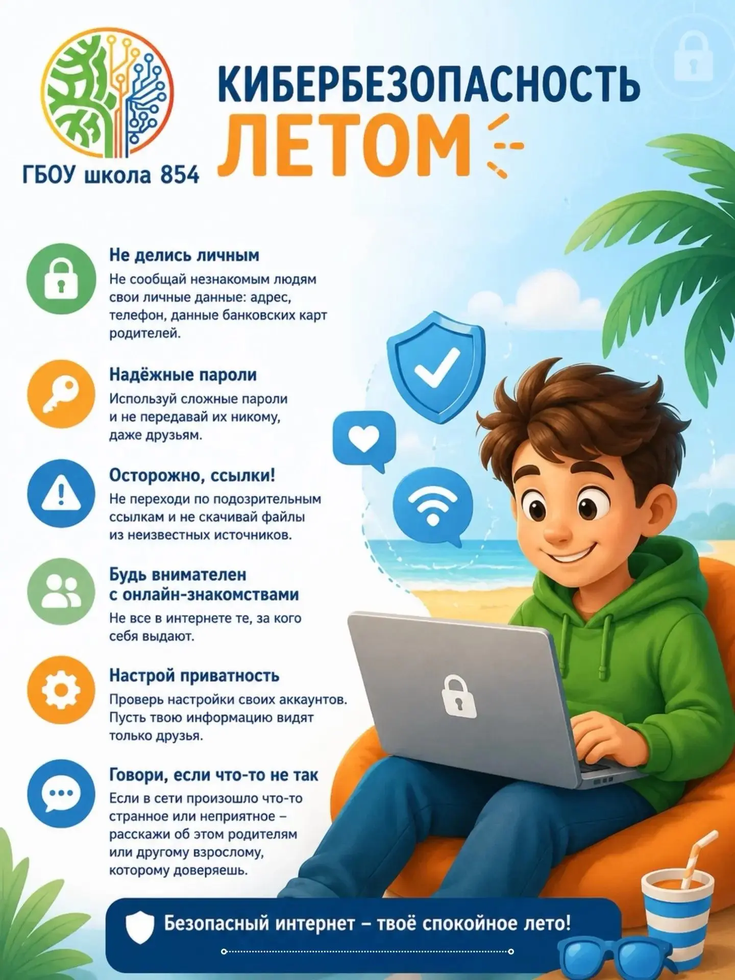 🔐 Киберзащита на каникулах: памятка для школьников

Во время каникул дети и подростки проводят боль