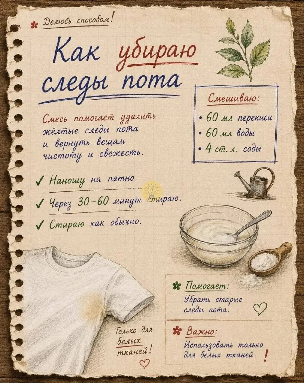 Как эффективно убрать старые следы пота с белой одежды ✨👕