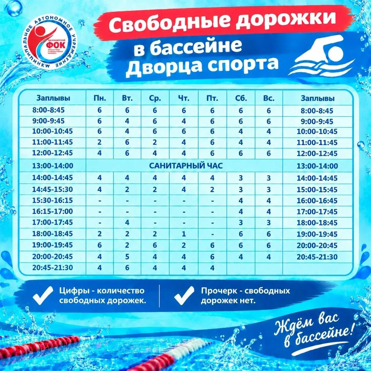 Планируете своё время и приходите плавать💦