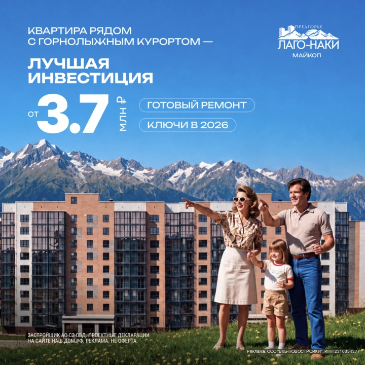 Горячее предложение! Квартиры от 3,7 млн ₽ в Майкопе