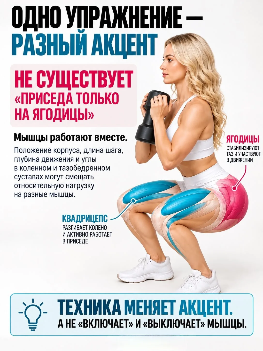 Наглядная демонстрация как одно упражнение может давать акцент на разные группы мышц 💪...