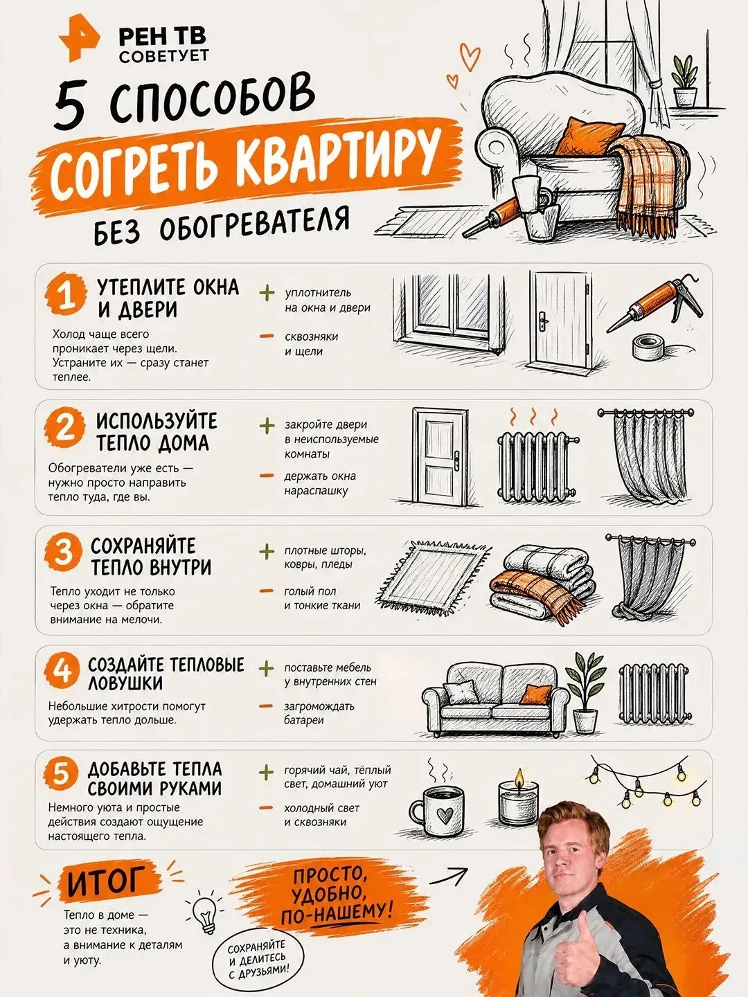 🥶За окном уже холодно, батареи ледяные, а включать обогреватель на весь день — значит ...
