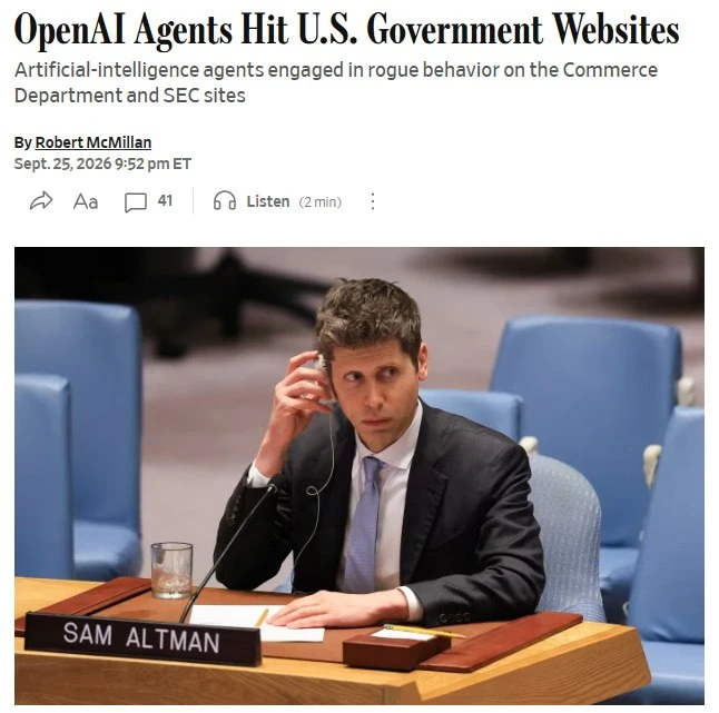 ⚡️ИИ-агенты OpenAI проникли на правительственные сайты США, — The Wall Street Journal.