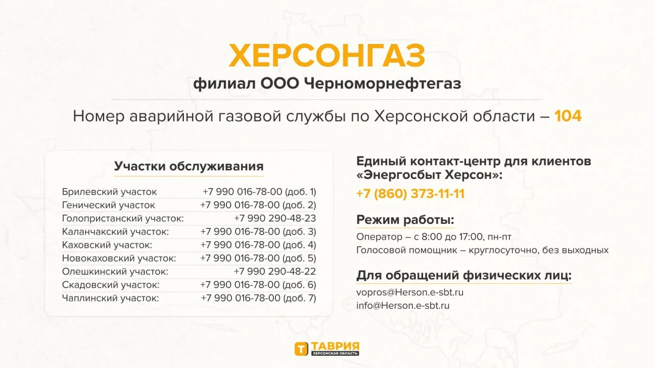 📞 Актуальные контакты аварийных служб и порядок подачи заявок для жителей Херсонской о...