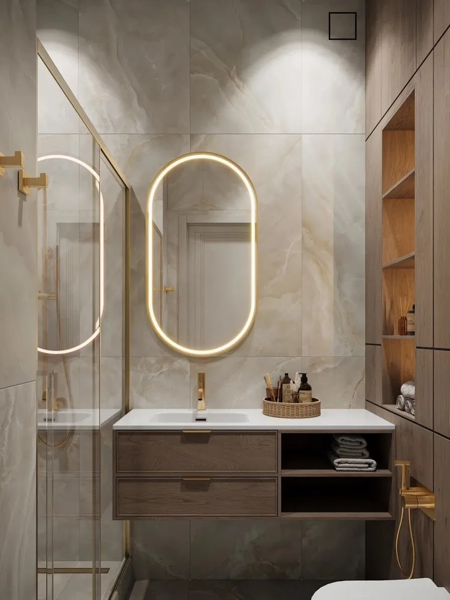 Санузел - 3,2 м²
• Автор проекта: студия @iroomsdesign

Здесь у нас душевая, функциональная зона умы
