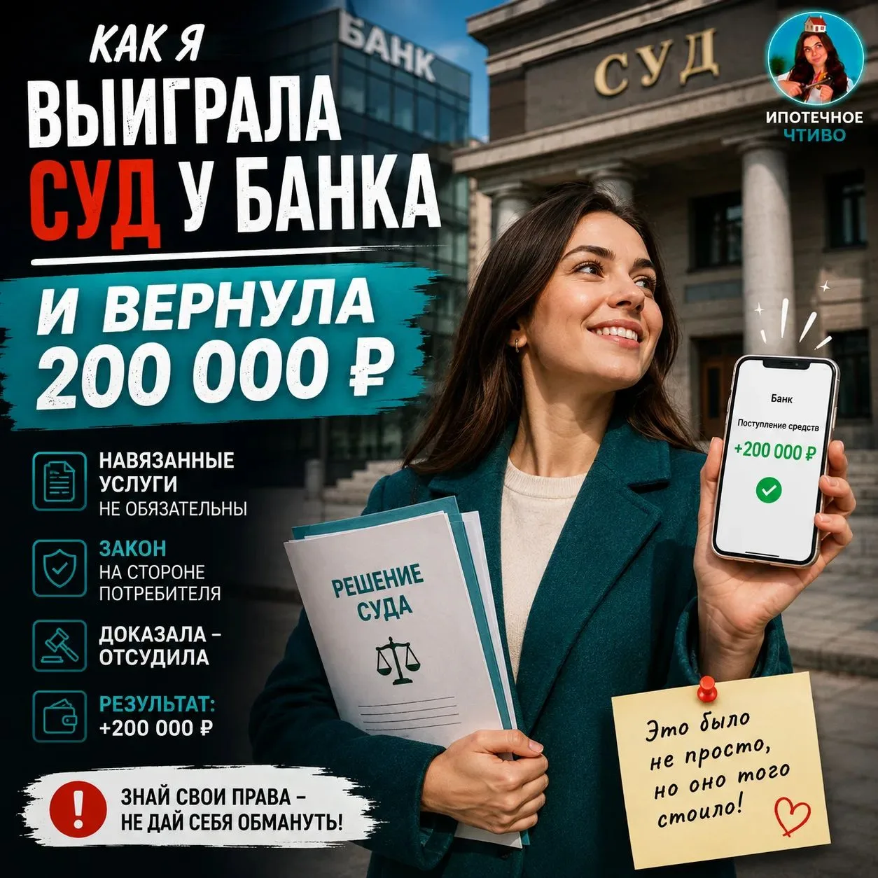 Как я отсудила у банка 200 000 ₽