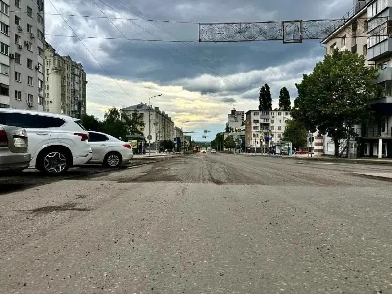 Ремонт дорожного покрытия на улице Советской
