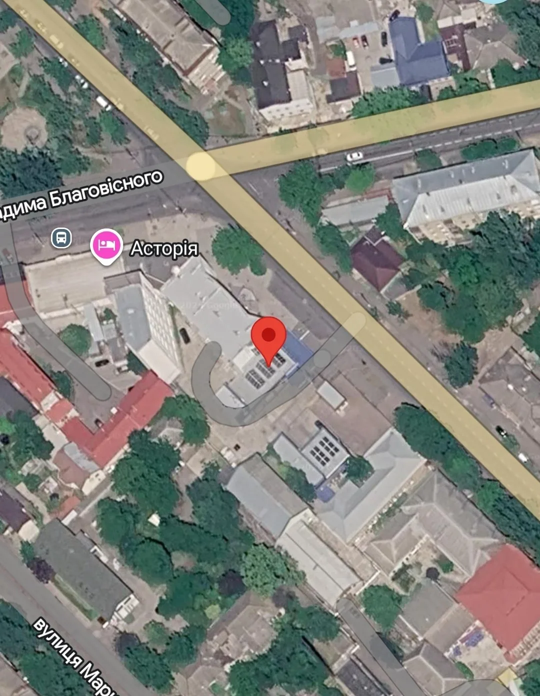 Геолокация пораженной ударом Герани СТО в Николаеве: 46.9775012, 31.9763299©Пират👍