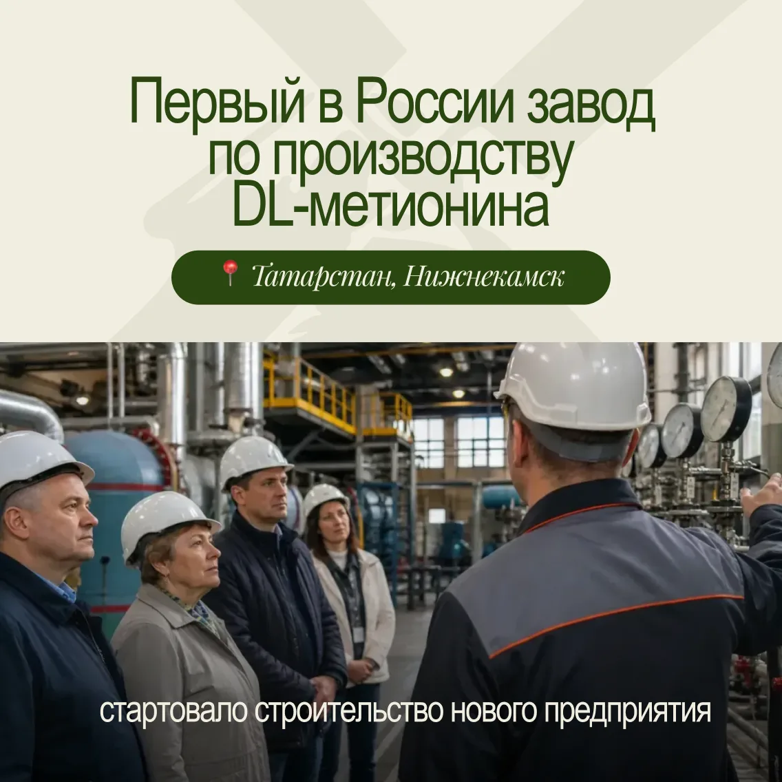 🌱 В Татарстане начали строительство первого в России завода по производству DL-метионина