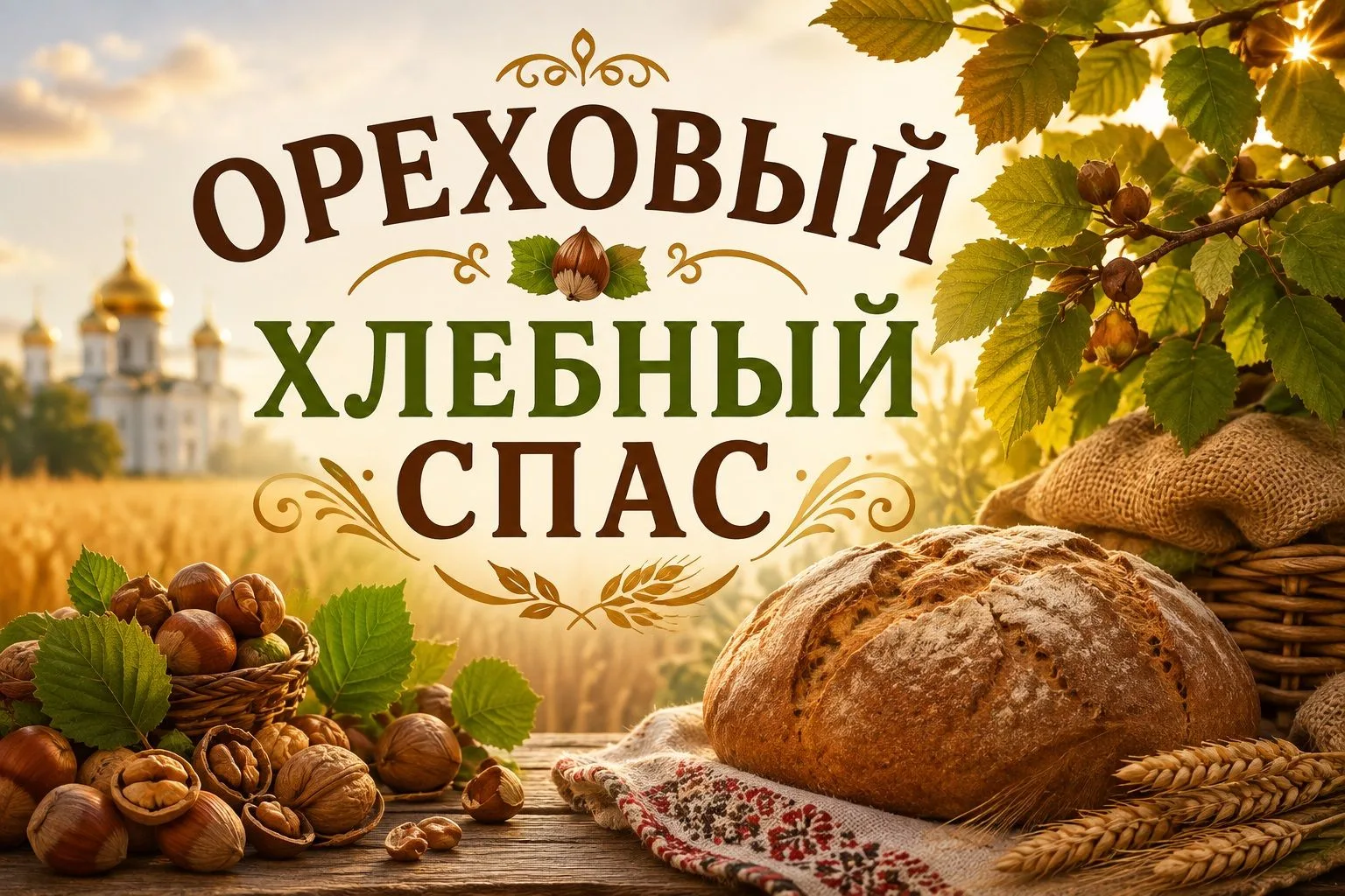 🌰  Ореховый, Хлебный и даже Спас на холсте. Всё это про один день