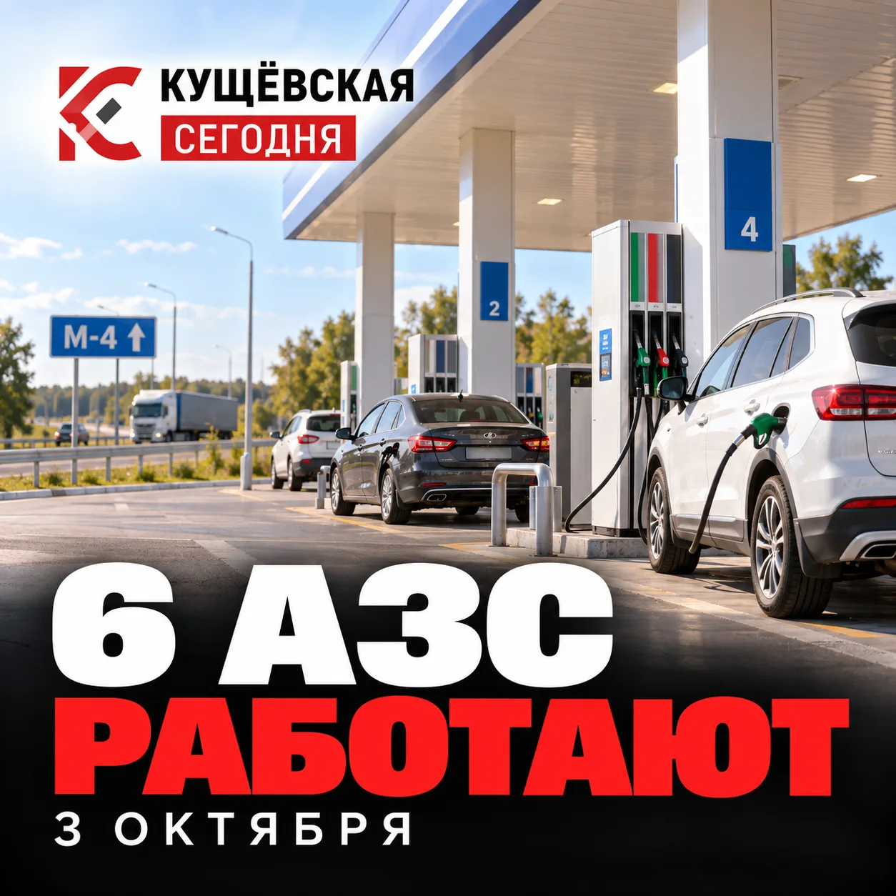 ⛽ Где заправиться в Кущёвском районе 3 октября