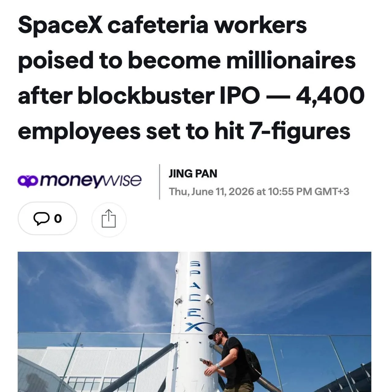 🚀🕑 Маск сделал поваров и бариста из SpaceX долларовыми миллионерами

Оказалось, что среди держател