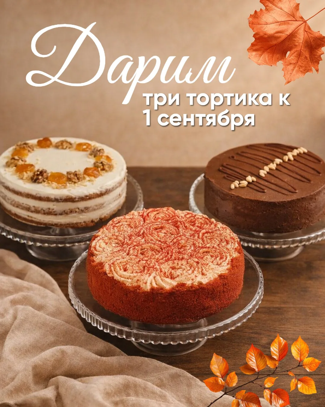 🎂 Дарим три торта от «Берёзки» — любых на ваш выбор!