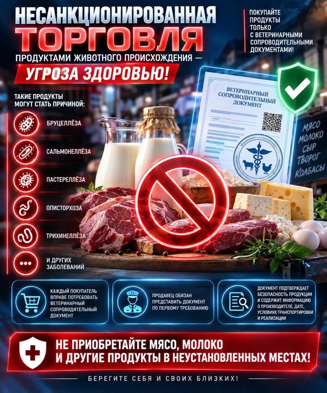❗Опасность приобретения мясной и молочной продукции без ветеринарных сопроводительных д...