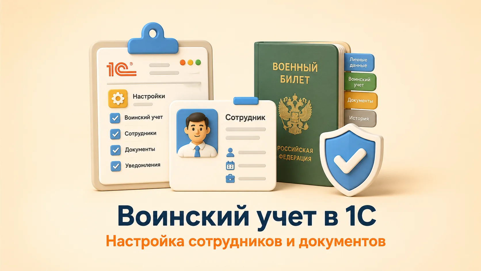 Как настроить воинский учет сотрудников в 1С и не запутаться в разделах программы?