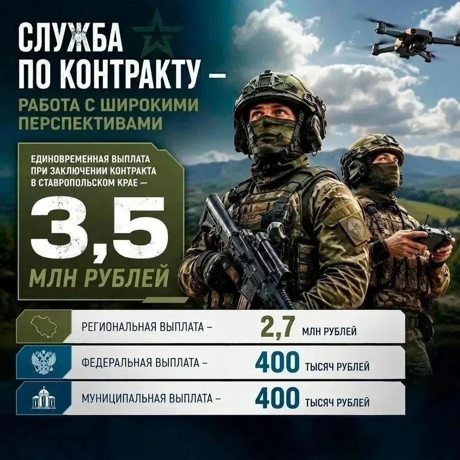 Служба Родине — выбор сильных духом💪🏻

Заключение контракта в Ставропольском крае — это не только 