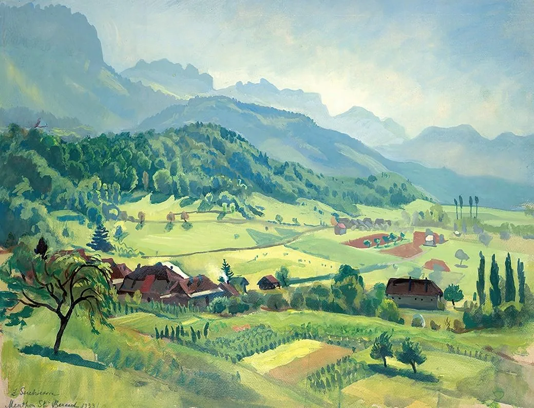 «Альпы. Анси», 1933.
Бумага, темпера, лак 46,5 х 61,5 см

— Серебрякова Зинаида Евгеньевна,
(1873-19
