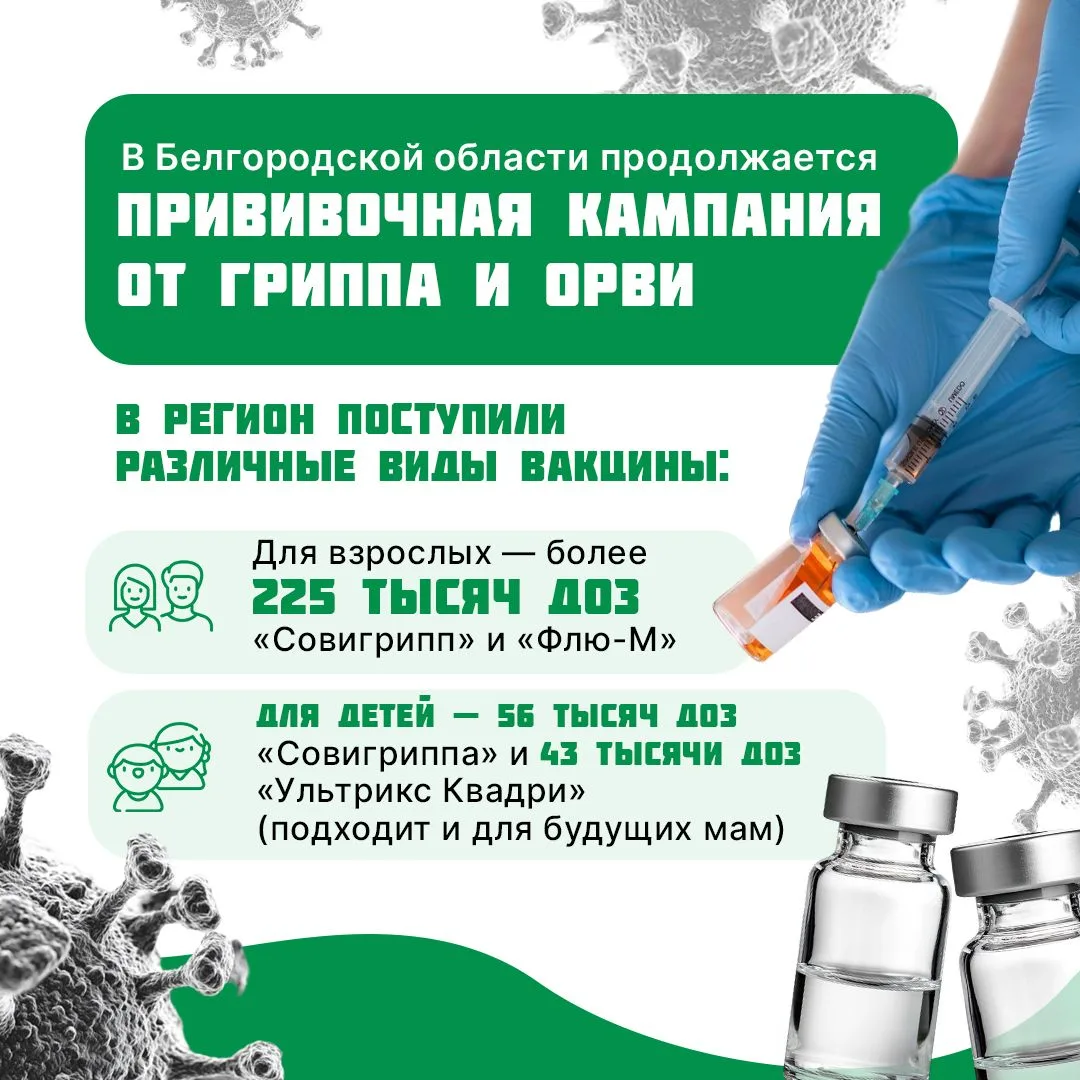 В Белгородской области продолжается вакцинация от гриппа и ОРВИ
