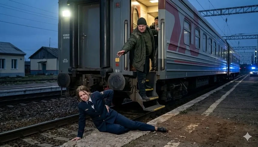 Ужасающий момент: Пассажир вытолкнул проводницу из поезда.  Видео слишком шокирующее для открытого д