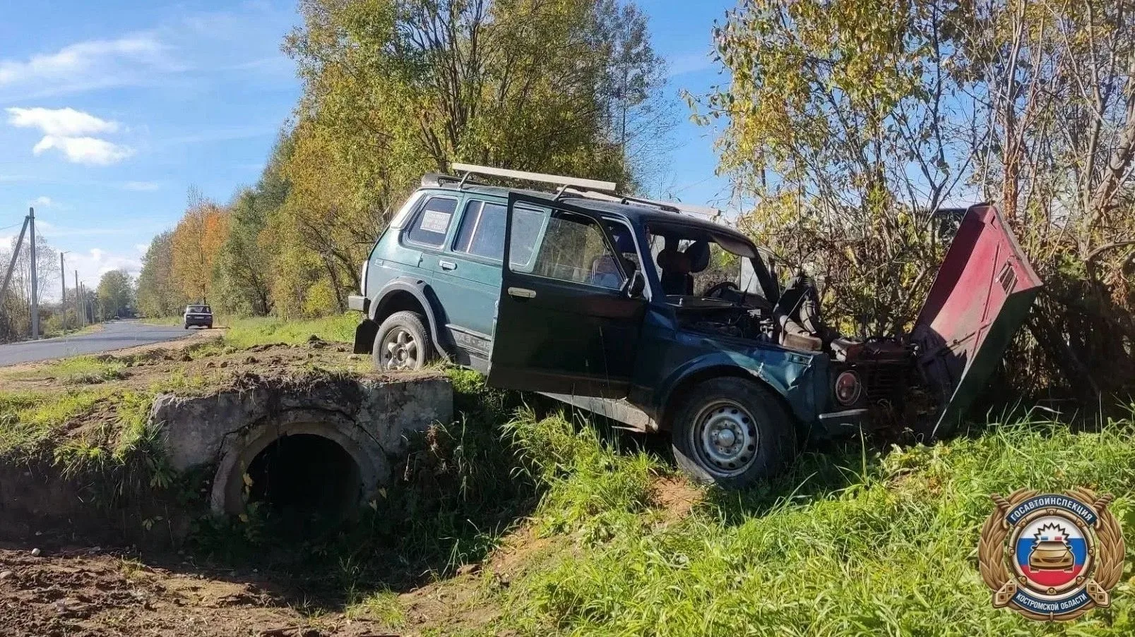 В Мантуровском районе пьяный водитель съехал в кювет
