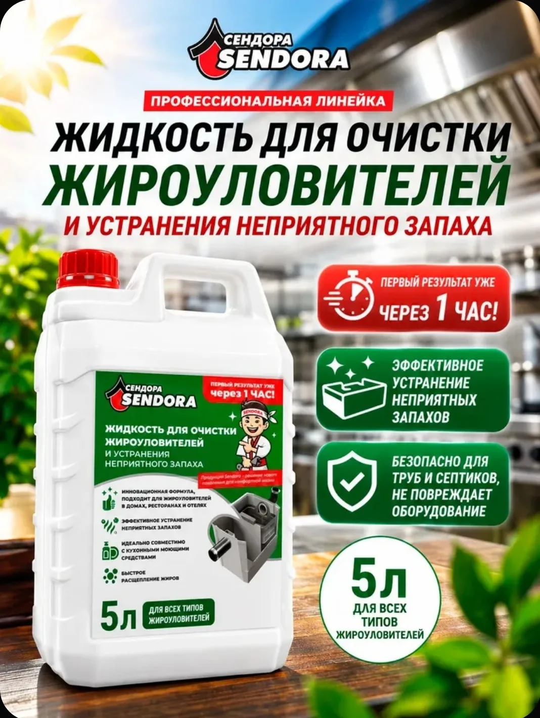 Жидкость для очистки жироуловителя 5Л