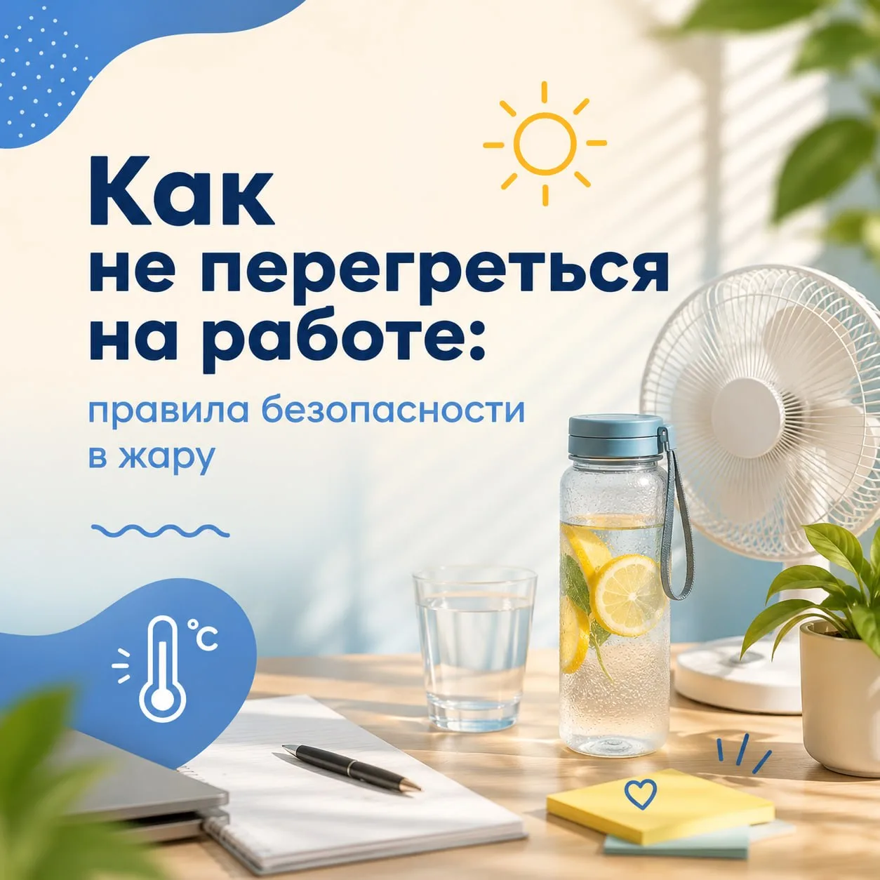 🌡 Жара на работе — это не просто дискомфорт, а реальный риск для здоровья и снижения работоспособно