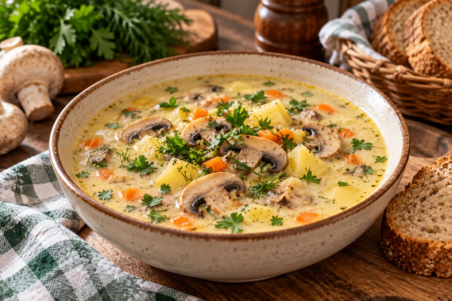 🍽️ «С ГРЯДКИ НА КУХНЮ»: ДОМАШНИЙ СЫРНЫЙ СУП С ГРИБАМИ