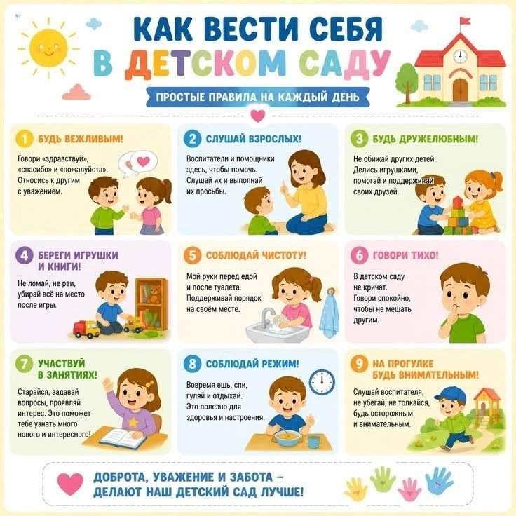 🌈 В детский сад — с радостью! Правила «хорошего тона» для маленьких героев 🧸Детский с...