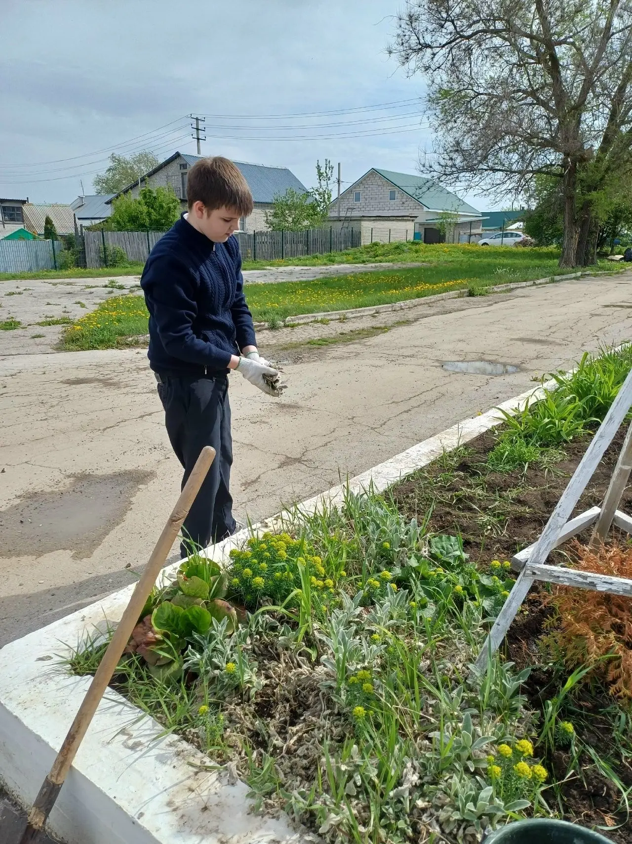 🌷 Школа начинается с заботы: ученики приводят в порядок свои дворы  Школа — это не только уроки и зн