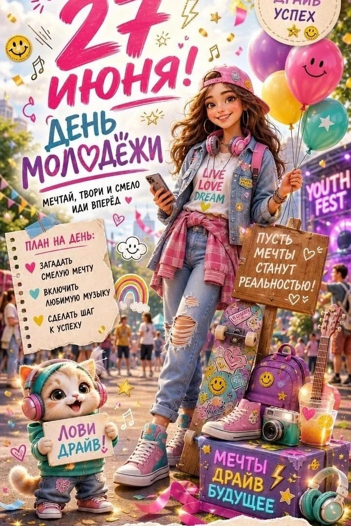С Днём Молодежи! 🇷🇺

Сегодня, 27 июня, в России отмечается один из самых ярких и динамичных праздн